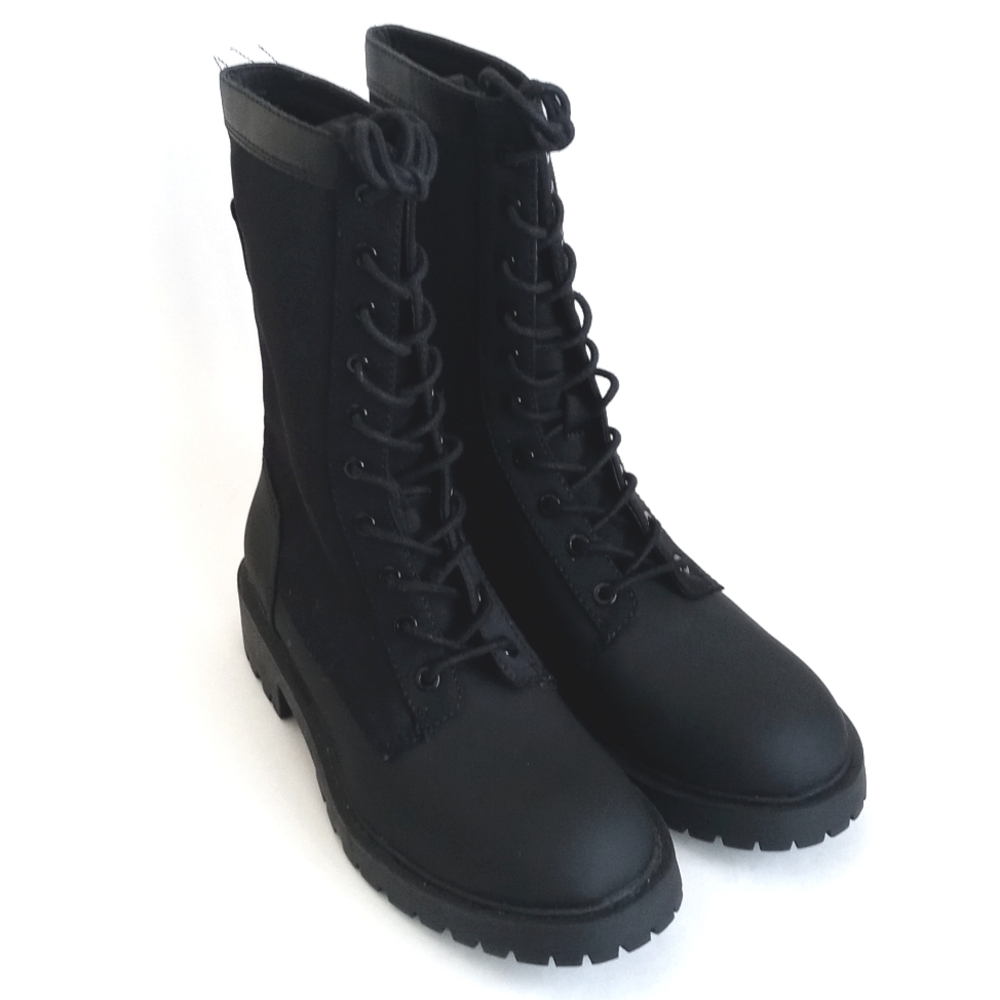 Zara Black Lace-Up Women's Combat Boots Lug Sole 39 (Size 8)